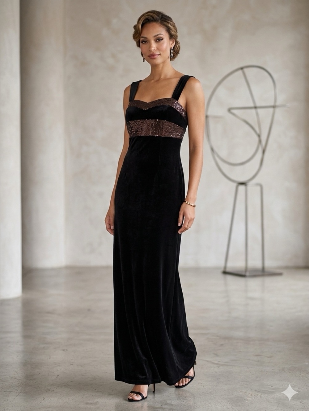 JS Boutique Evening Dress Beaded Velvet Strap Formal size 14 Going out party